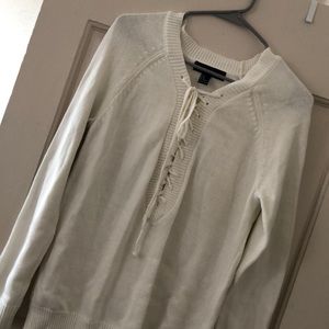 Lace up cream white sweater